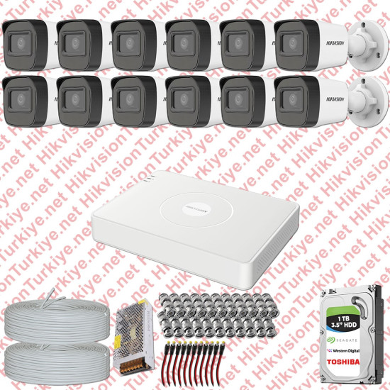 Hikvision 12 Kamera Fullhd Güvenlik Kamerası Set 1TB Hdd